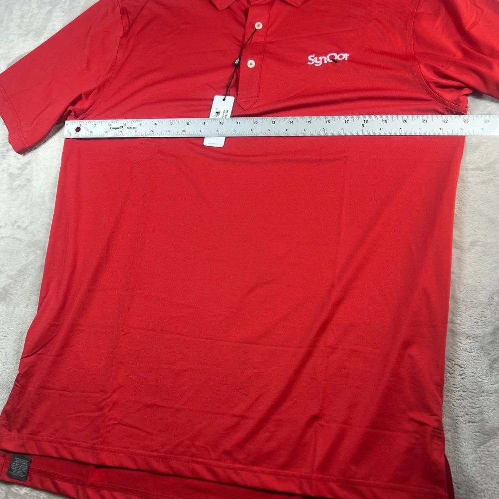 NWT Turtleson Men's Lg Palmer Solid Performance Polo Red Company Logo MS18K12